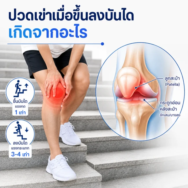 ปวดเข่าเมื่อขึ้นลงบันได เกิดจากอะไร